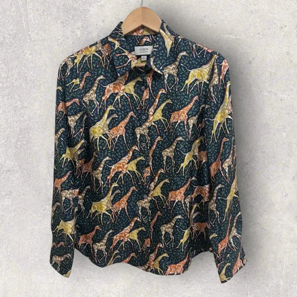 J. Crew 100% silk giraffe print blouse - Picture 1 of 6